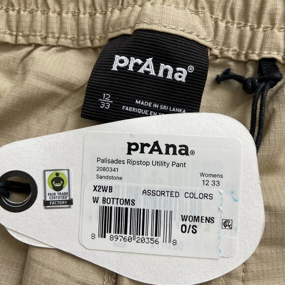 Prana Palisades Ripstop Utility Pant Women 12 Sandstone 33" Relaxed Straight Leg - Picture 7 of 13